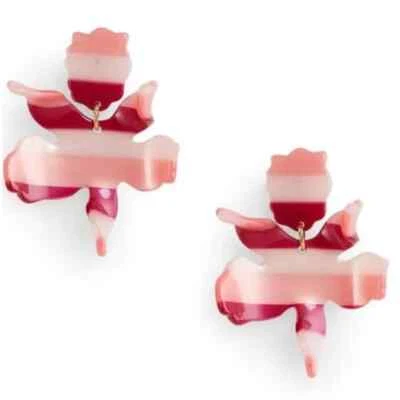 Pendientes Lele Sadoughi pequeños papel lirio rayas rosa. Venta al por menor $125 Foto 1 de 4