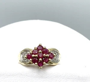 10k Plumb Gold Ruby Diamond Ring Sz 6.75 - Picture 1 of 7
