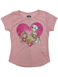 Toddler Girls Pink Paw Patrol Valentines Day Shirt Puppy Dog Skye & Chase 2T - Picture 1 of 1