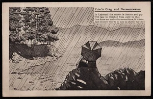 Friar's Crag and Derwentwater Umbrella Cosy Shelter For Two Humour Postcard - Picture 1 of 2