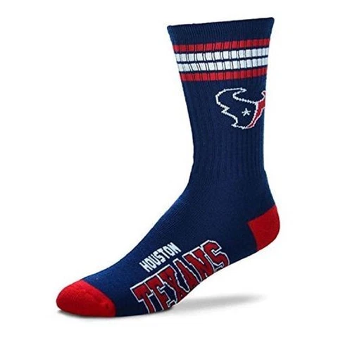 Houston Texans For Bare Feet NFL Men's 4-Stripe Deuce Crew Socks SZ L Cover