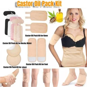 Castor Oil Pack Kit Compress Reusable Wrap Belt Inflammation Toxin Remover Pads - Picture 1 of 16