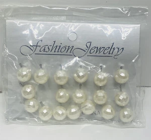 New Woman’s Earrings Faux Pearl 9 Pair Multipack Bead Small Stud Post 8mm - Picture 1 of 5
