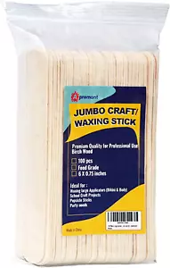 100 Piece Large Jumbo Wooden Craft Sticks (6" X 3/4"), Premium Natural Organic W - Picture 1 of 12