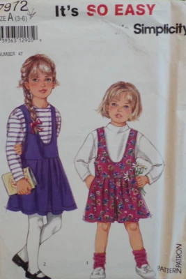 Simplicity Sewing Pattern 7972 Girls Scoop Neck Jumper and Top Sizes 3-6 VTG UC - Image 1 of 4