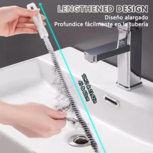Flexible Drain Cleaning Brush Hair Remover Tool for Sink Kitchen Bathroom Sewer - Picture 1 of 22