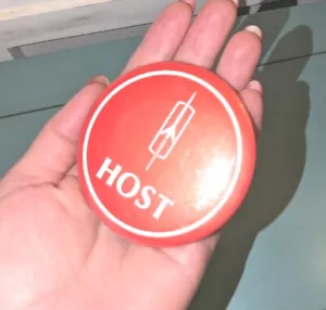 Oldsmobile GM Large Red Host Vintage Pin Metal Back - Picture 1 of 5