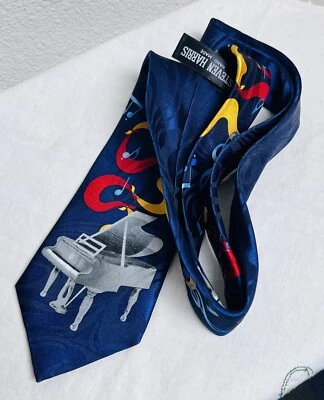 Divertida novedad hecha a mano Steven Harris corbata de piano orquesta musical tema de concierto Foto 1 de 4