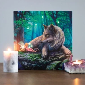 Fairy Stories Wolf Theme Light Up Canvas Plaque by Lisa Parker. Wiccan Pagan Art - Picture 1 of 5