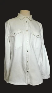 Mavi Gold Women's Long White Denim Shacket Jacket USA Size L - Picture 1 of 14