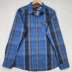 Alpinestars Shirt Mens L Blue Plaid Outdoor Motocross Long Sleeve Button Up - Picture 1 of 11
