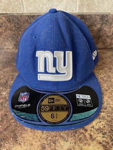 New Era NY Giants Football NFL Fitted Hat Cap 6 3/4 New York Netech Onfield Blue - Picture 1 of 9
