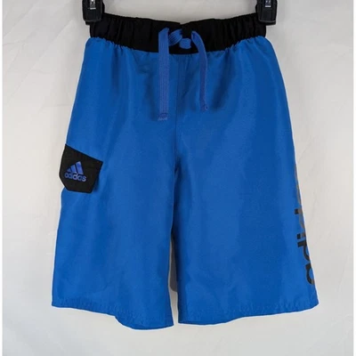 Pantalones Cortos Adidas Niños Azul Negro Atlético Ocio Elástico Cordón Talla Pequeña Foto 1 de 4
