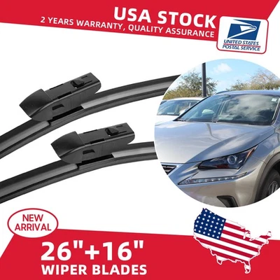 2PCS Front Wiper Blade 26" + 16" For Lexus NX300 2018-2021 NX300H 2016-2021 Foto 1 de 4