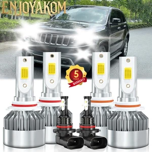 For Jeep Grand Cherokee 1999-2010 Combo LED Headlight High Low+Fog Light Bulbs - Picture 1 of 11
