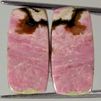 24.90Cts Natural Rhodonite Cushion Pair Loose Gemstone Earring Making 10x21x4mm - Image 1 of 4