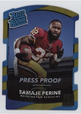 2017 Panini Donruss Rated Press Proof Gold Die-Cut /25 Samaje Perine Rookie RC - Image 1 of 2