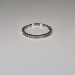 Half Eternity Ring Size Q Sterling Silver 925 Pave Set Cluster Sparkly Thin  - Picture 1 of 12