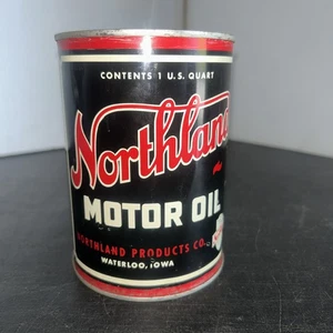 VINTAGE NOS FULL NORTHLAND 1-QUART MOTOR OIL CAN SAE 10-10W WATERLOO IOWA~ NICE! - Picture 1 of 9