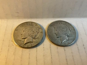 Lote de (2) dos dólares de plata de la paz de 1926 (Casa de la Moneda de San Francisco) (en muy buen estado) - Imagen 1 de 2