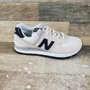 New Balance 574 Rugged Mens Sz 8 D Running Beige White Black Lace-Up Sneaker - Picture 1 of 14