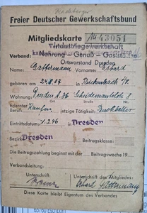 Alte Mitgliedskarte FDGB vom Jahr 1947 - Bild 1 von 4