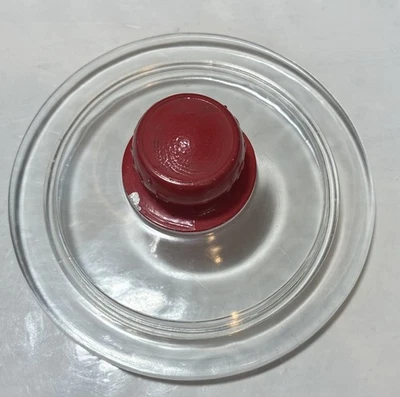Vintage Tom's Toasted Nuts Clear Glass Jar Lid Red Handle Collectible LID ONLY - Image 1 of 4