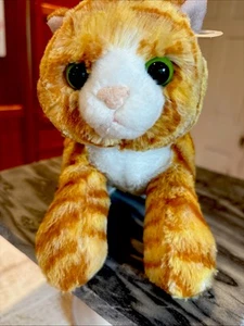 Aurora Flopsie Ginger Orange Tabby Kitty Cat Stuffed Green Eyed Plush 12” - Picture 1 of 11
