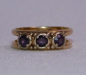 Vintage Guertin Bros. 14k Yellow Gold GB-14K Amethyst Mother's Ring Size 6.5 - Picture 1 of 8