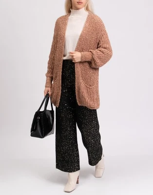 RRP€398 NUDE Cardigan IT38 US2 UK6 XS Heavyweight Knit Open Front Made in Italy - Image 1 of 4