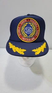 SIG Sauer Switzerland Gold Leaf Snapback Blue Hat - Picture 1 of 3