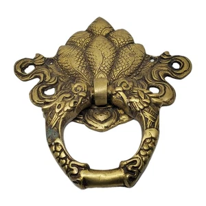 LARGE Brass  Antique Style Lotus Flower Door Knocker  - Picture 1 of 7