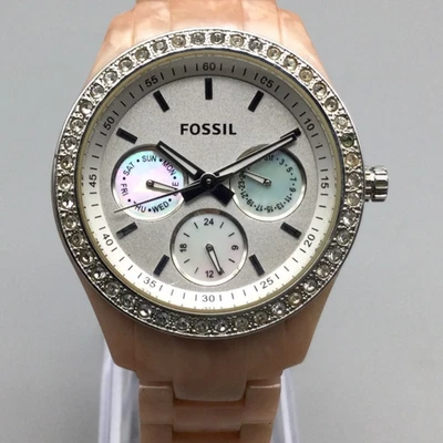 Reloj Fossil ES3500 Mujer 37mm Tono Plateado Día Fecha MOP Dial Batería Nueva 7" Foto 1 de 4