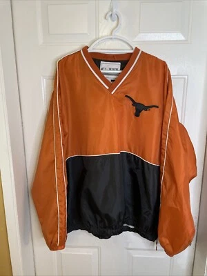 Texas Longhorns Men’s Sz 2XL Pullover Lng Slv  Org Blk  Vneck Team Shrt -Poly - - Image 1 of 4
