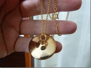 (M-316-K) miniature Cymbal 24k goldplt pendant + 18" necklace Percussion drums - Picture 1 of 1