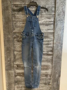 Silver Jeans Denim Over All Pants Blue Stretch Distressed Girls SZ 16 30x28 GUC - Picture 1 of 12