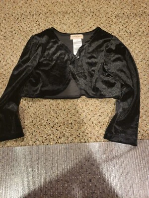 Nanette Lepore Girls Black Velvet/Velour Stretch Shrug Size 3T - Image 1 of 3