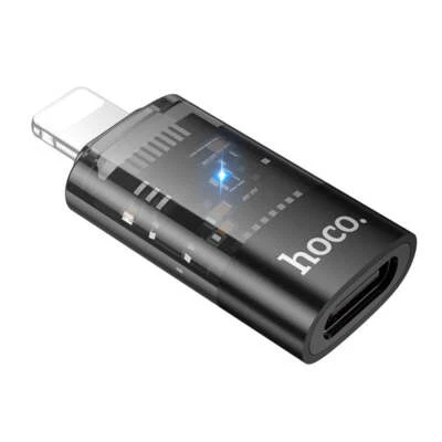 hoco UA36A 8 Pin Male to USB-C / Type-C Female OTG Transparent Adapter, 8 Pin Ma - Image 1 of 4