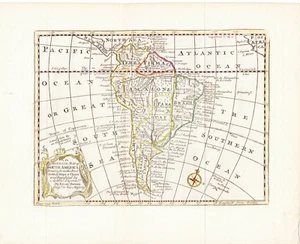 South America 1747 map by Emanuel Bowen, genuine antique - Picture 1 of 1