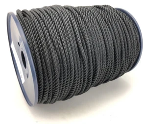 6mm Black 3 Strand Polyester Rope x 50 Metre Reel, Boats Yachts Sailing - Picture 1 of 8