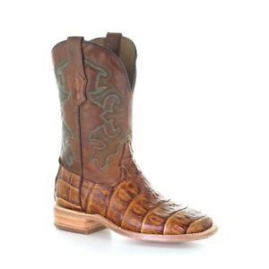 Corral Men's Antique Saddle Caiman Embroidery Boots A4055