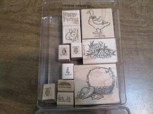 STAMPIN UP RUBBER STAMP SET UP HAPPY SPRING DUCK BUNNY - Picture 1 of 2