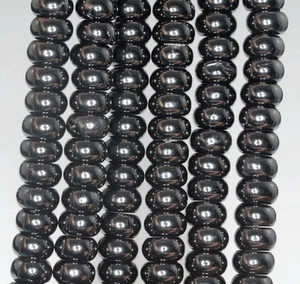 6X3-6X4MM BLACK JET GEMSTONE RONDELLE LOOSE BEADS 16inch - Picture 1 of 5