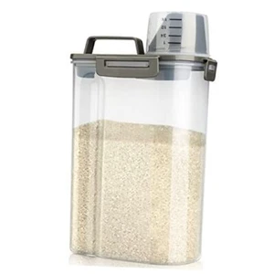Rice Airtight Storage Container, 3 to 5Lbs Cereal Dry Food Flour Bin, 3L/Grey - Picture 1 of 7