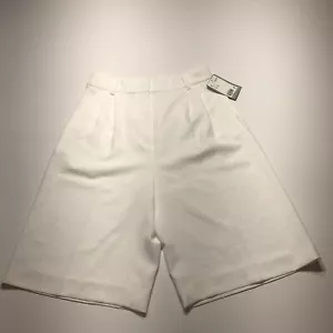 H&M Dress Shorts Womens Size 6 NWT White High Waist Waist Long Length Pleated - Picture 1 of 15