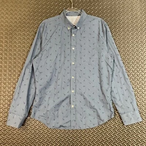 Banana Republic Luxe Stretch Popeline Slim Fit Navy Blau Giraffe Knopfleiste Hemd L - Bild 1 von 8