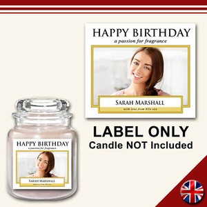 Personalised Photo Candle Label Medium Fun Custom Scratch Resistant Sticker - Picture 1 of 1