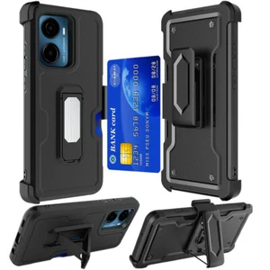 Tempered Glass / CARD Holster Cover Phone Case For Cricket Magic 2 5G 2024 U655A - Picture 1 of 10
