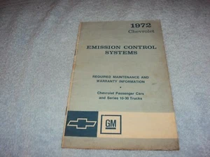 1972 CHEVROLET EMISSIONS Manual SS Chevelle Corvette Nova Impala Monte Carlo - Picture 1 of 1