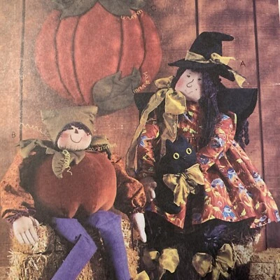 Vtg. 2001 McCall’s Pattern 3428 Halloween Witch Doll/Cat Plush Greeters UNCUT/FF - Image 1 of 3